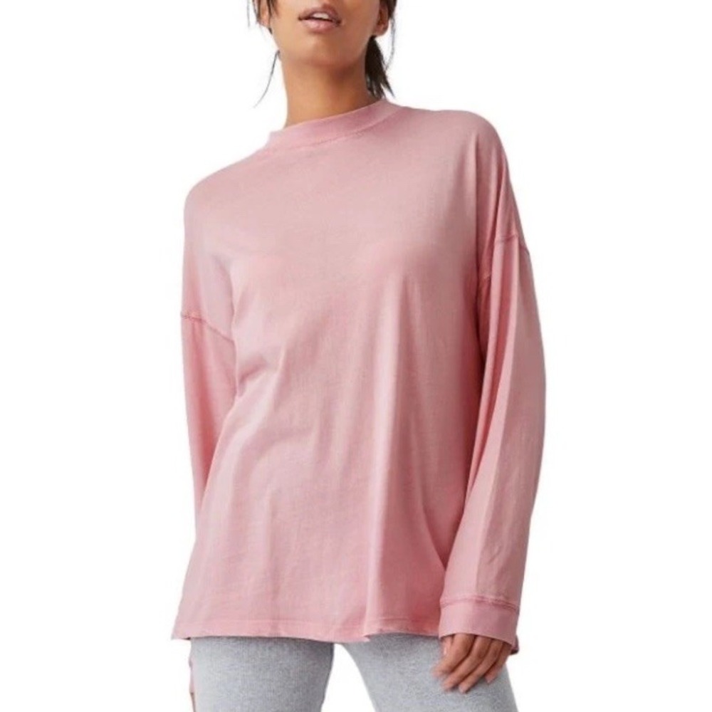 Cotton On Women's Longline Drop Shoulder LS Top Pink XS Athletic Cozy